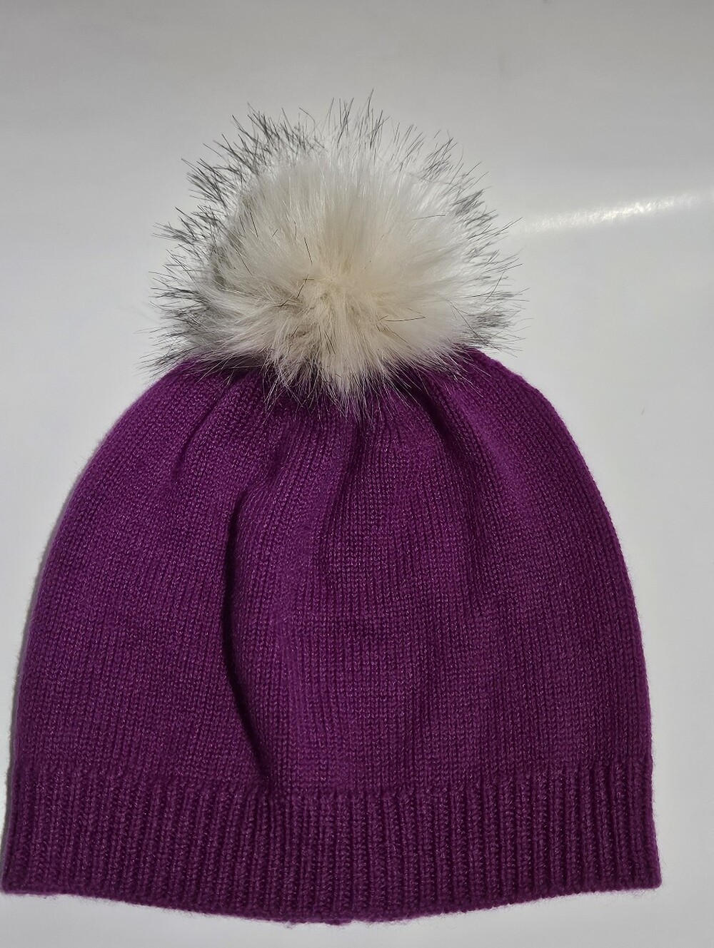 Talbots Beanie With Faux Fur Pompom